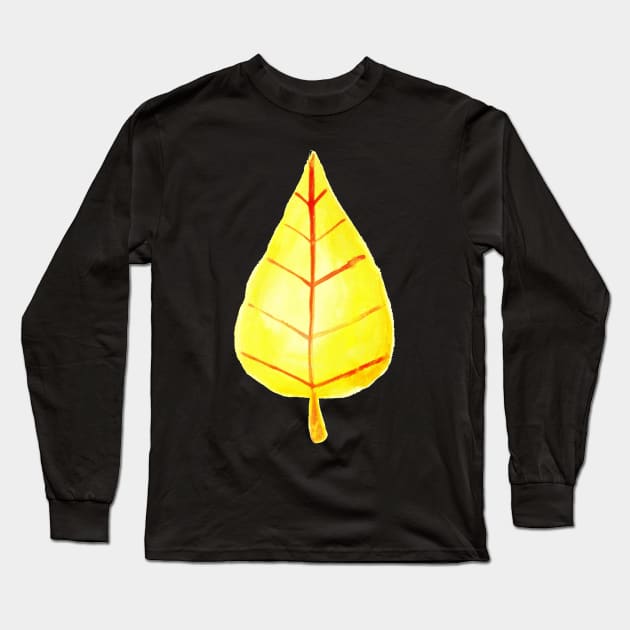 Simple Yellow Leaf Watercolor Long Sleeve T-Shirt by saradaboru